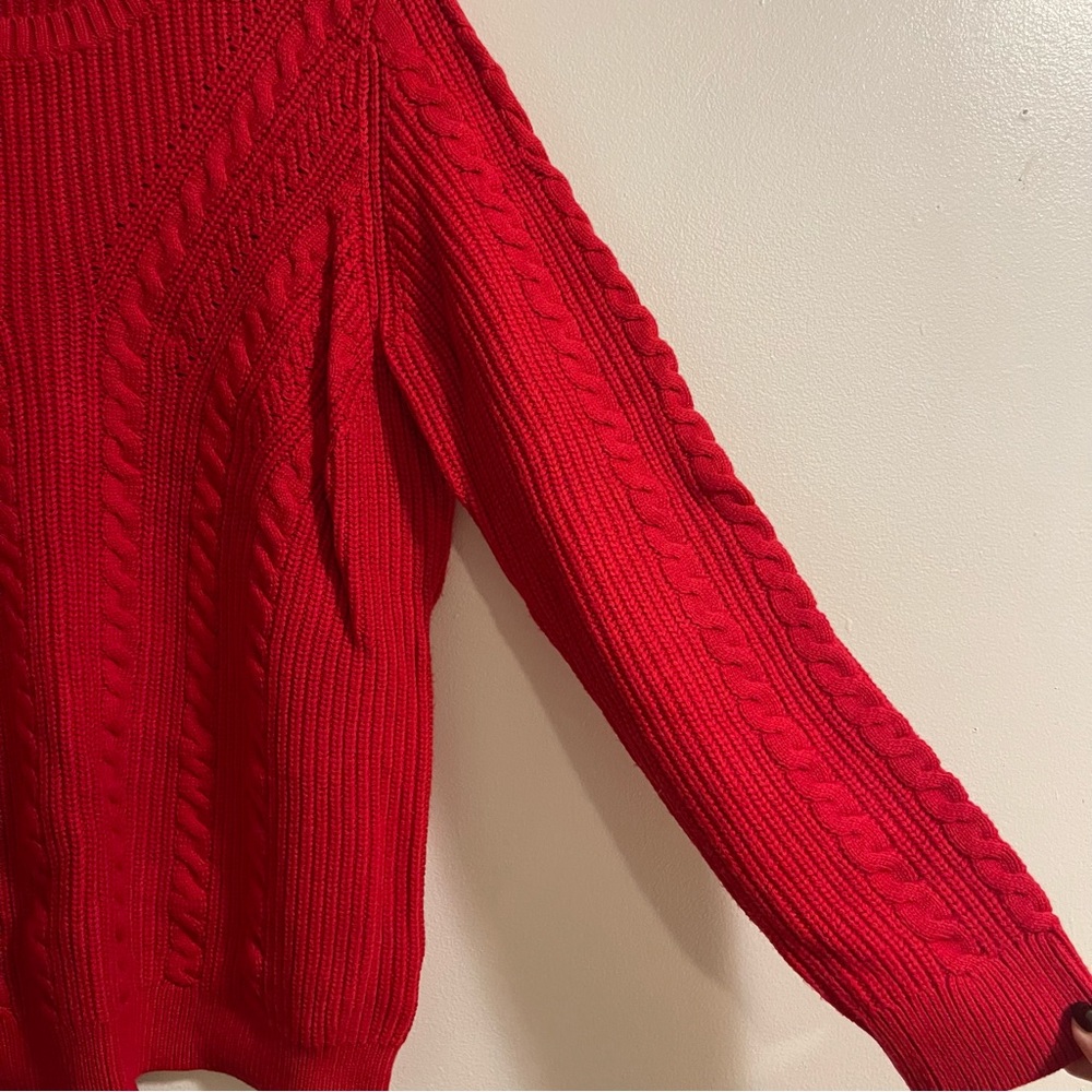 Talbots Red Cable Knit Sweater - Picture 4 of 7
